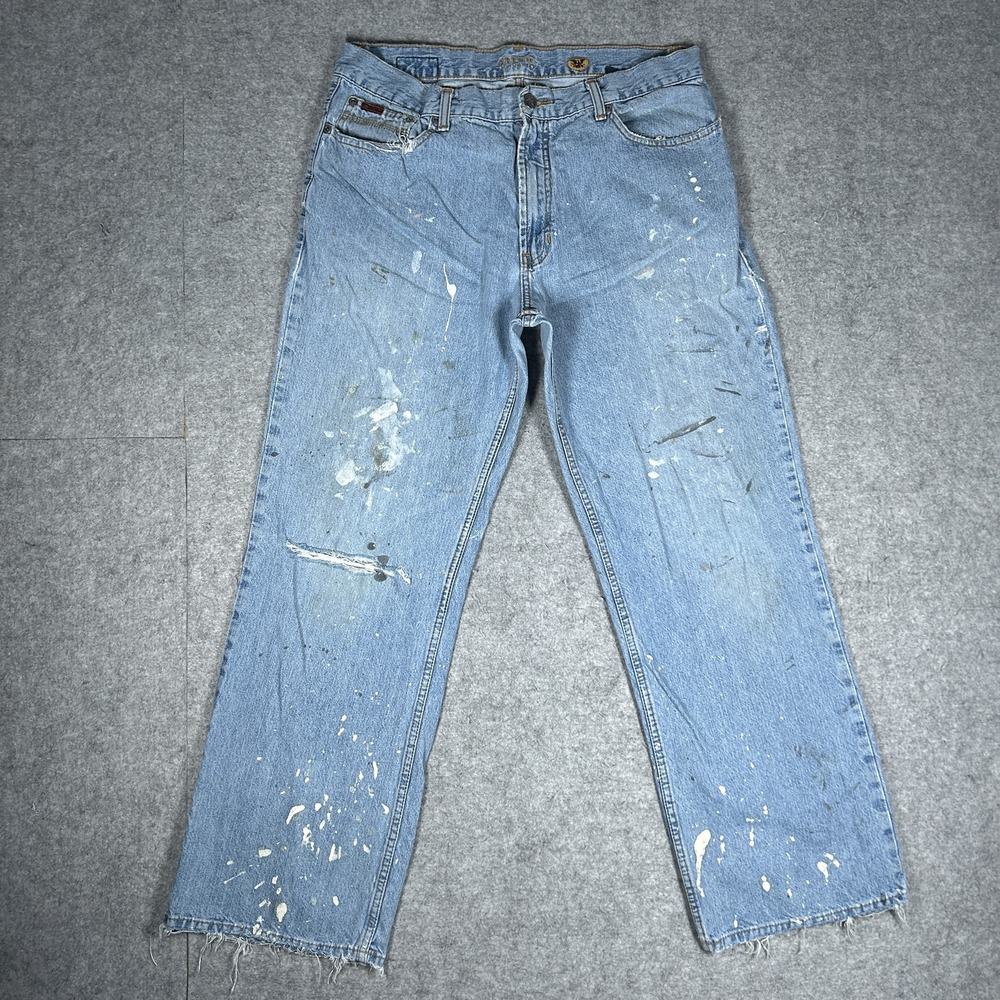 Vintage Arrow Blue Jean Co Denim Jeans Mens 36x32 Light Y2K Painter Distressed